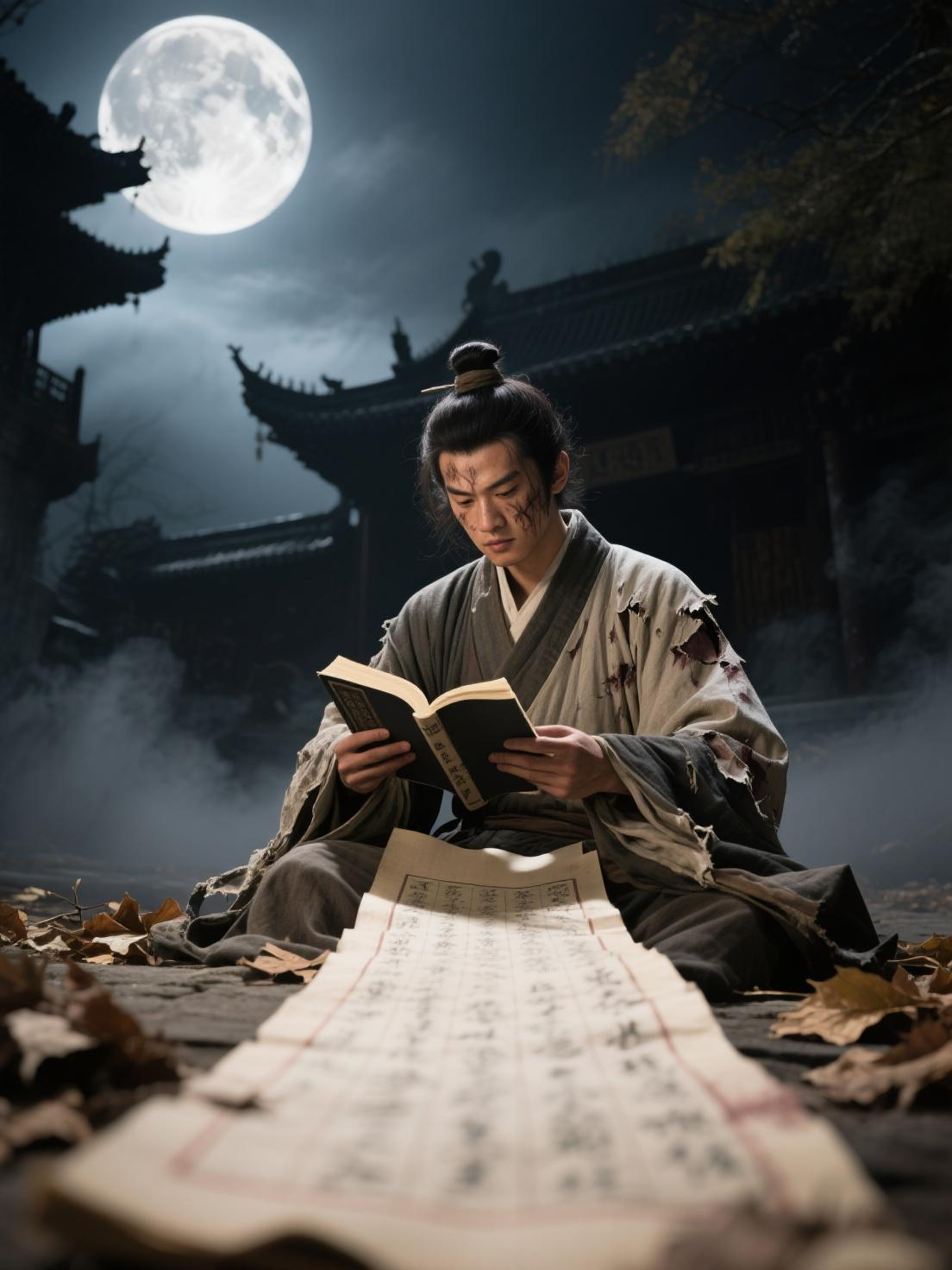 Zhong Kui as a young scholar studying for the imperial examination